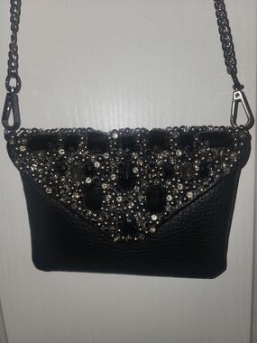 Black Beaded Envelope Crossbody Bag